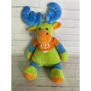 Fifty Four Genuine Colorful Moose Plush Stuffed Animal Toy Green Blue Orange